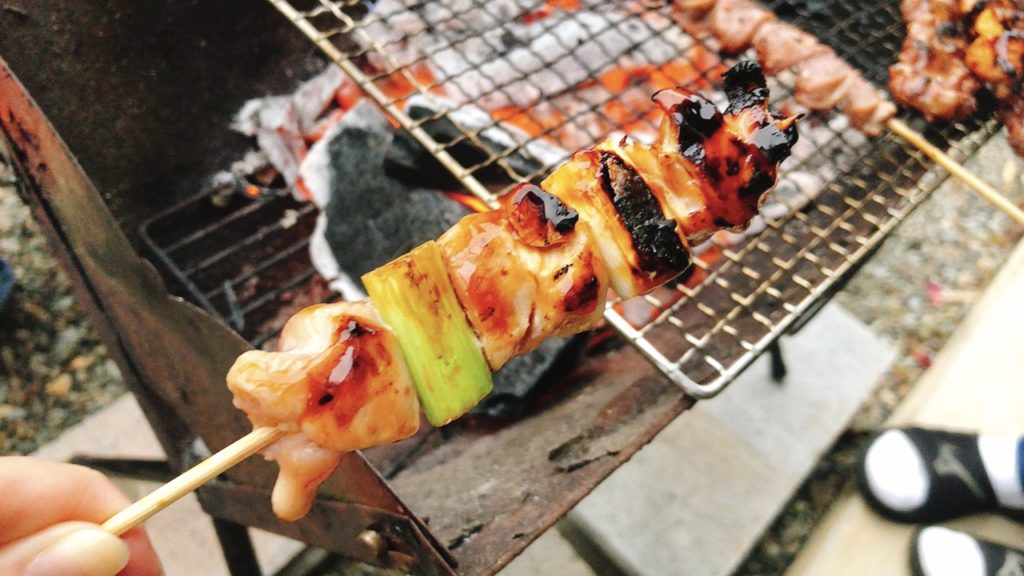 BBQで焼いたねぎま串