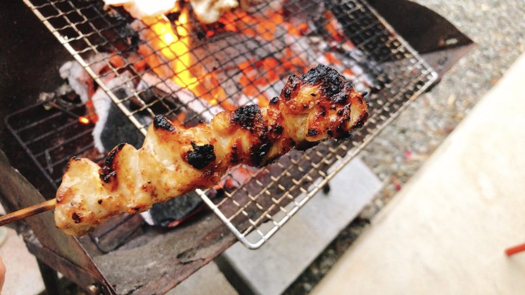 BBQで焼いたぼんじり串