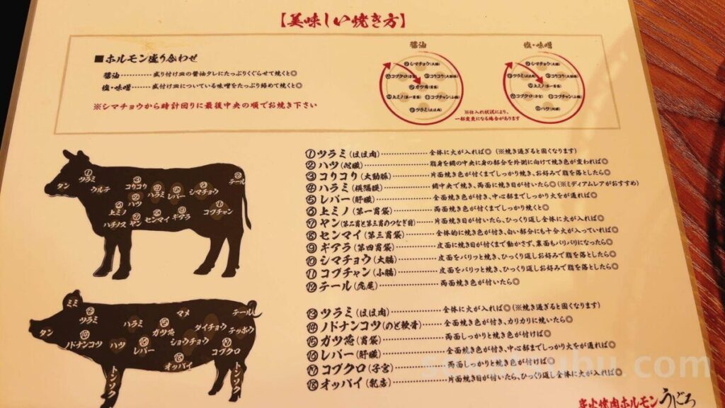 炭火焼肉ホルモンうしごろの焼き方